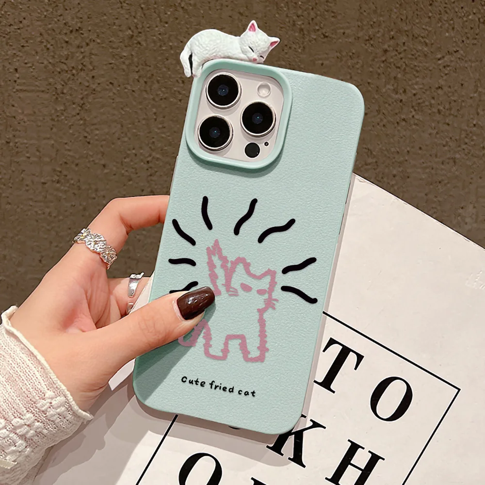 Ins Korea Nette 3D Katze Fall Für iPhone 17 Air 17 16 15 Pro Max 11 12 13 14 Pro Max 14 15 Plus iPhone 17 17 Stoßfest Abdeckung Funda