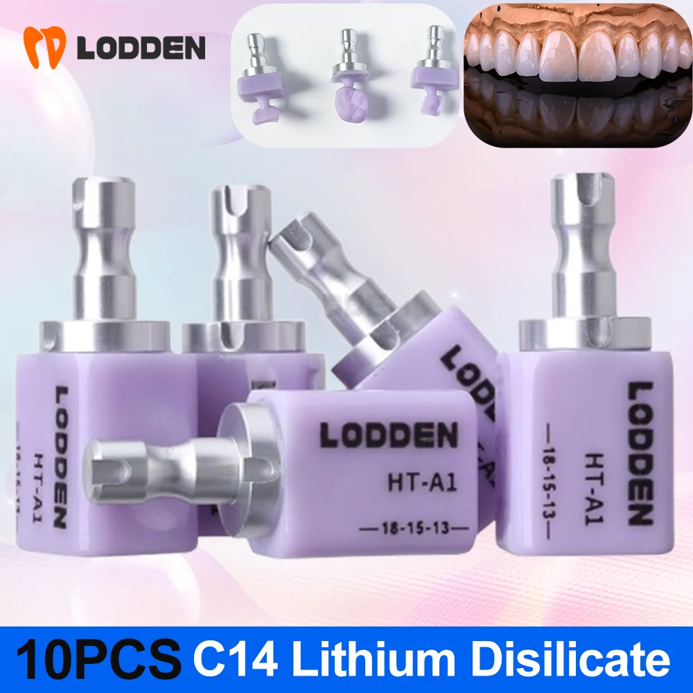 

10Pcs Lodden C14 Lithium Disilicate Blocks Dental Glass Ceramic LT//HTMT/MO For Sirona Cerec CAD CAM System