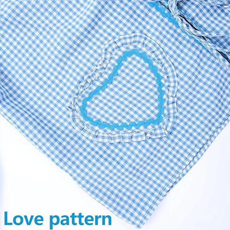 Women Lovely Heart Pockets Shirts Fashion Casual Loose V Neck Bow Buttons Blouses Plaid Love Heart Ribbon Female Chic Tops