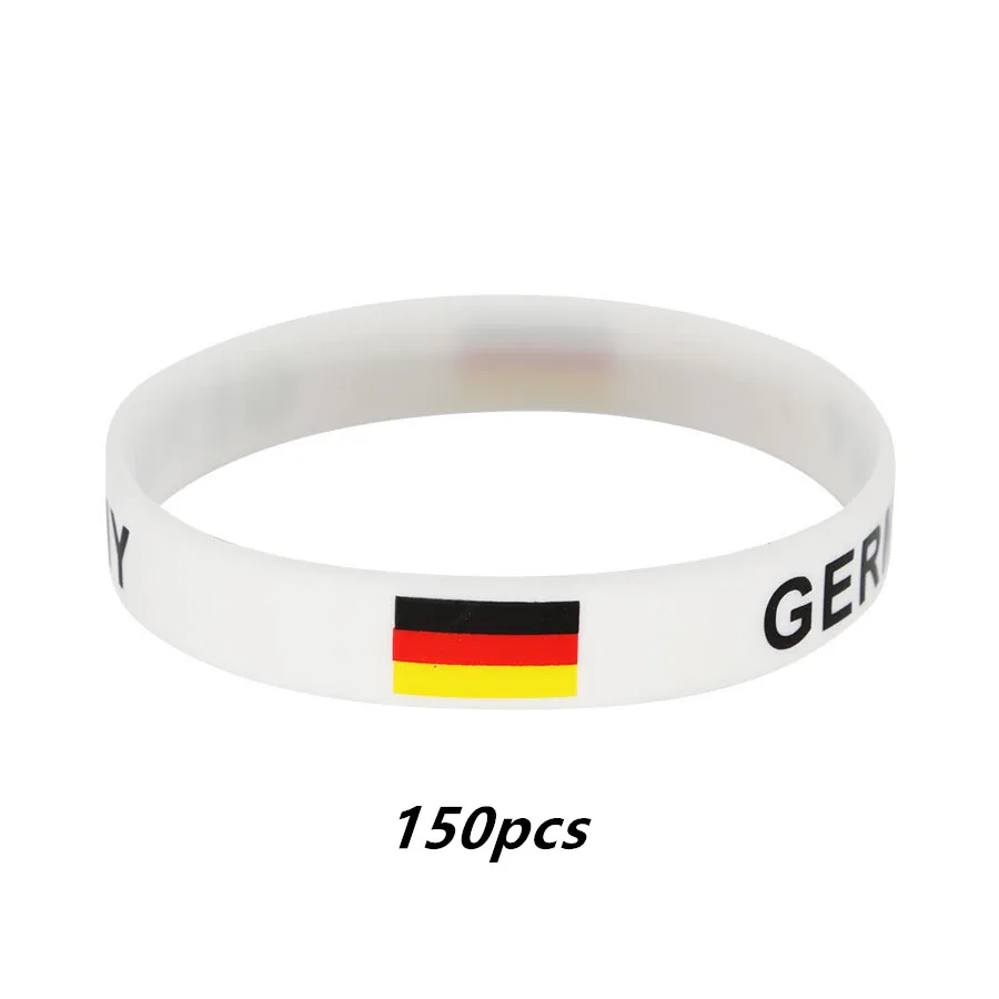 

Wholesale 150pcs Germany Flag Silicone Bracelet Sports Game Wristband National Wrist Strap for Men Women Rubber Band Accessories