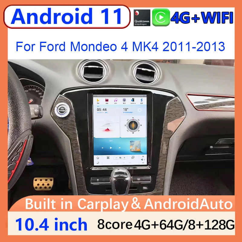 

10.4" Snapdragon 665 Android 11Tesla Style For Ford Mondeo 4 MK4 2011-2013 Car Radio Multimedia Video Player GPS Navigation 128G