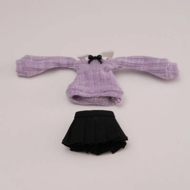

1/12 Scale Toy Figures Casual Bow Tie Sweater Pleated Short Skirt Clothes Model for 6'' Female Soldier Body Accessories Decor
