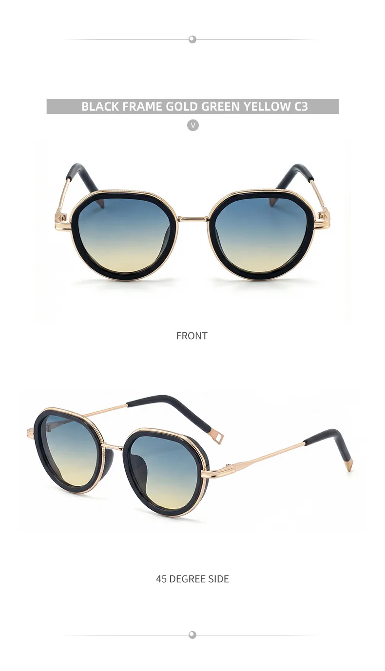 Runde Metallrahmen Punk-Sonnenbrille für Damen Vintage 2026 Luxus-Designer Sonnenbrillen Retro Elegante Schattierungen Modische Eyewear – Detail 13