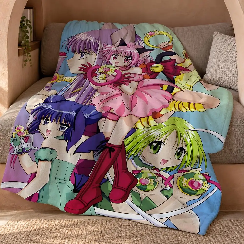 ANIME Tokyo Mew Mew Throw Double Sided Flannel Throw Blanket Soft Travel Camping Sofa Bed Home