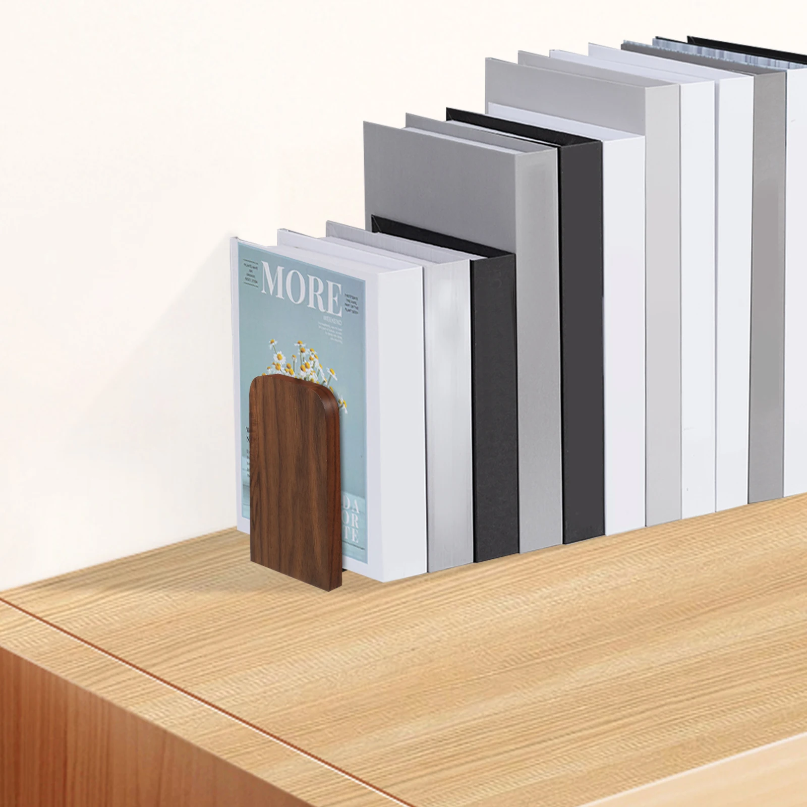 

2pcs Wooden For Shelves Heavy Duty Book End Support Non Skid Bookshelf Accessories Decorative Bookends Vintage Style Solid Wood