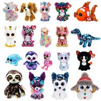 15cm Ty Beanie Big Eyes filling Soft Plush snowman Dinosaur fox sloth owl Rabbit fish leopard sheep unicorn Toys Christmas Gift