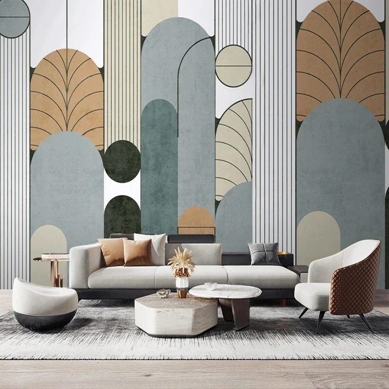 Kitchen Photo Mural For Kids Room Cartoon 3D Abstract Hand-painted Geometric Lines Pattern Art Wallpaper Wall Papers Home Decor