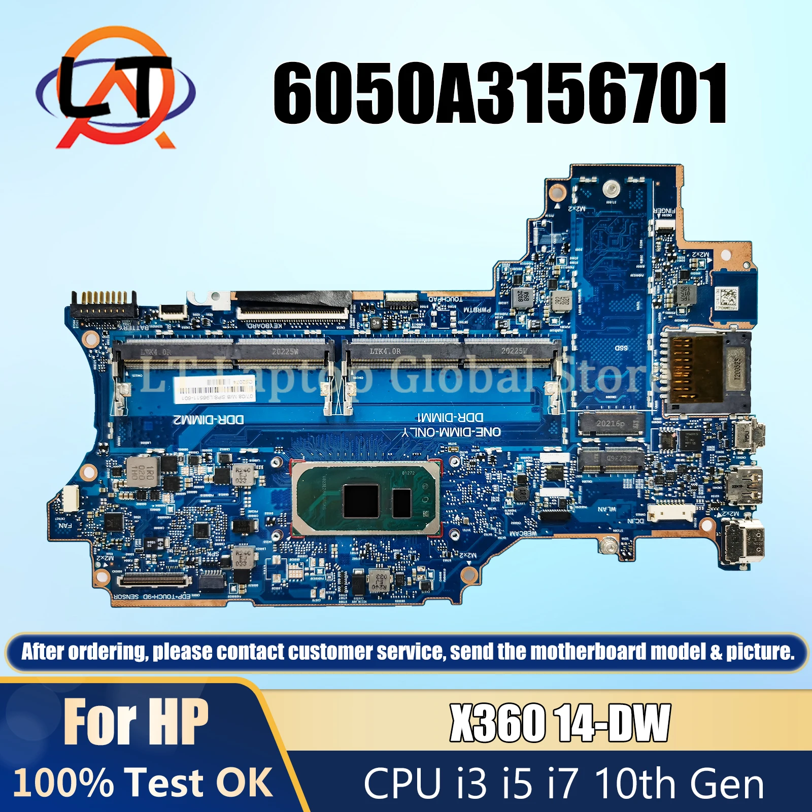 Motherboard Motherboard Laptop untuk HP X360 14-DW L96510-601 Notebook L96511-601 Mainboard i3 i5 i7 CPU generasi ke-10