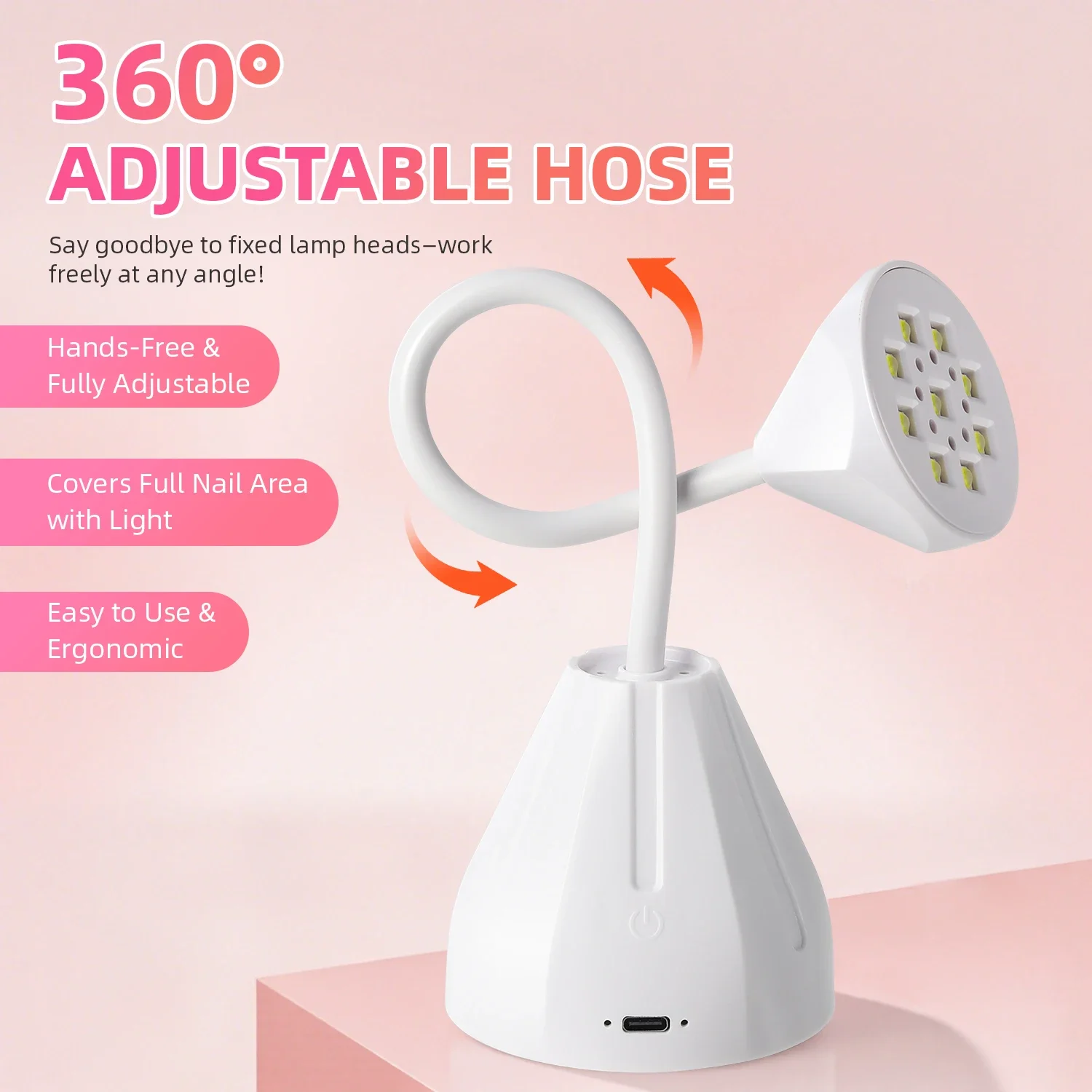 DianaBeauty 18W โคมไฟเล็บเครื่องเป่าเล็บ LED UV Lamp 360 °   การตรวจจับอัตโนมัติแบบชาร์จไฟได้ระบบควบคุมแบบสัมผัสเครื่องมือเล็บแสงเล็บแห้งเร็ว