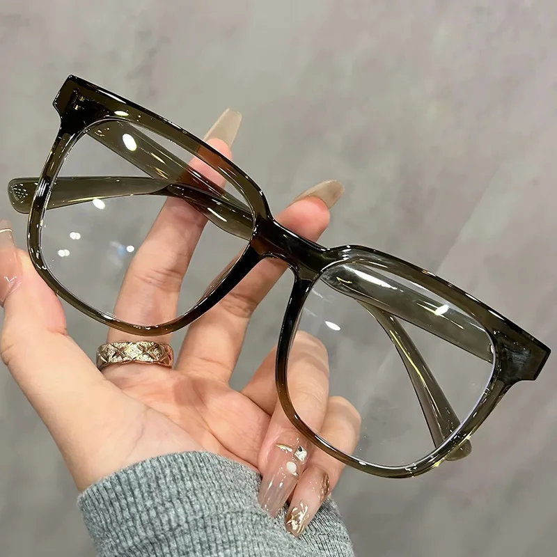 Square big frame anti blue glasses Korean version men and women daily travel decorative glasses