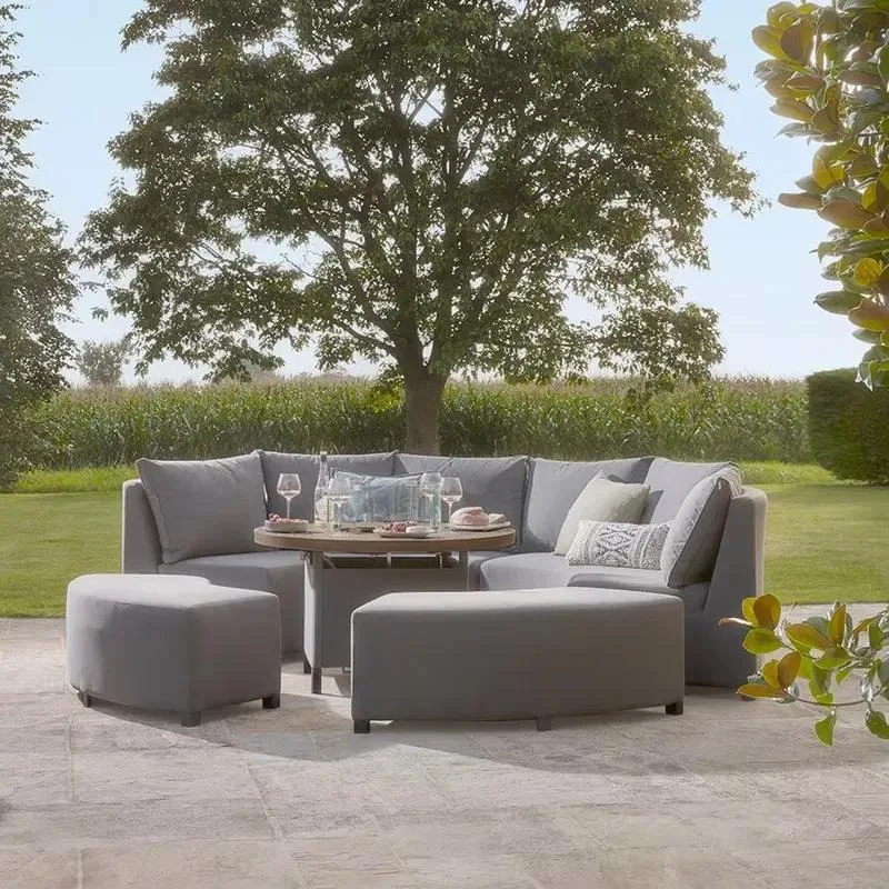 for Waterproof fabric outdoor sofa set Terrace corner sofa with fire pit table Hotel furniture Garden sofa with dining table