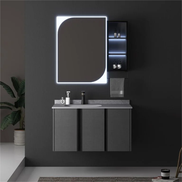 

New Design Bathroom Sink Unique Waterproof Finished Medicine Bathroom Mirrored Cabinet Vanity for Projects and Apartments