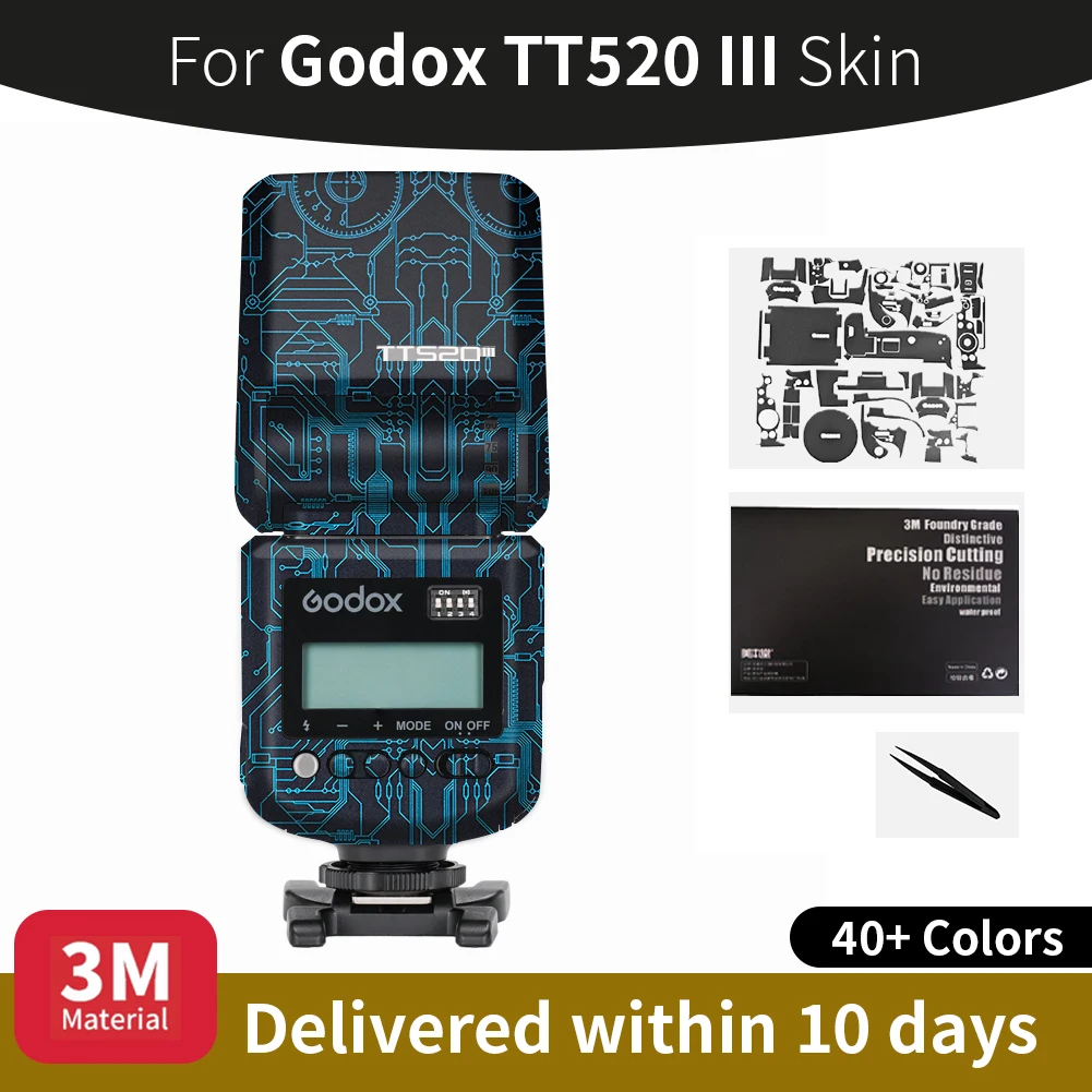 For Godox tt520 iii Skin,Godox TT520 III Camera Flashes Sticker,Scratch-resistant protective film, full coverage protection