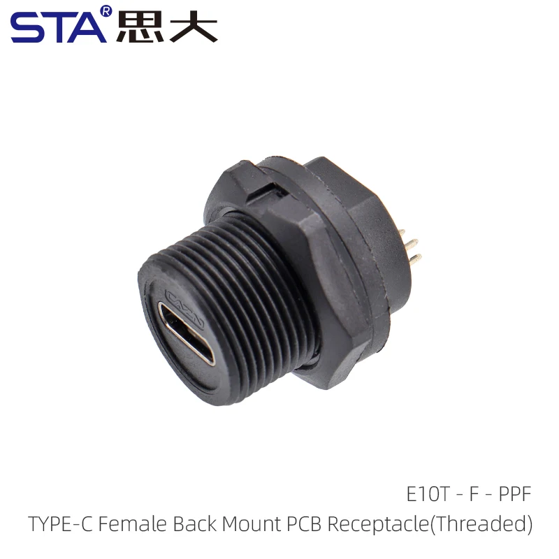 Waterproof Type-C Female PCB Mount Receptacle Bayonet/Threaded Back Mount Socket for Industrial Electronic Components