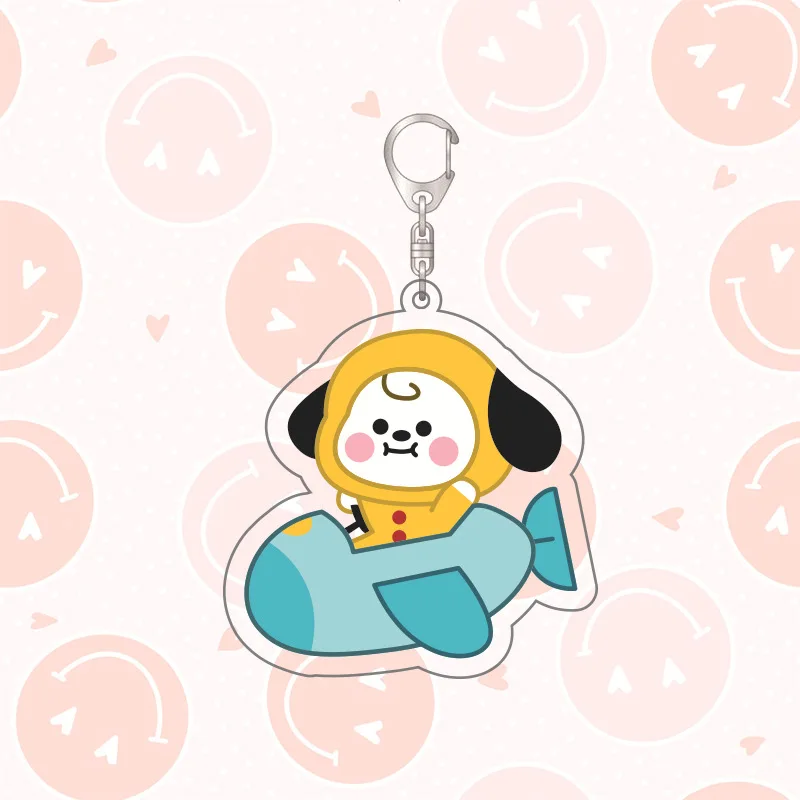 Kawaii BT21 Anime Tata Rj Chimmy Cooky Shooky Mang Koya Cartoon Acrylic Keychain Bag Charm