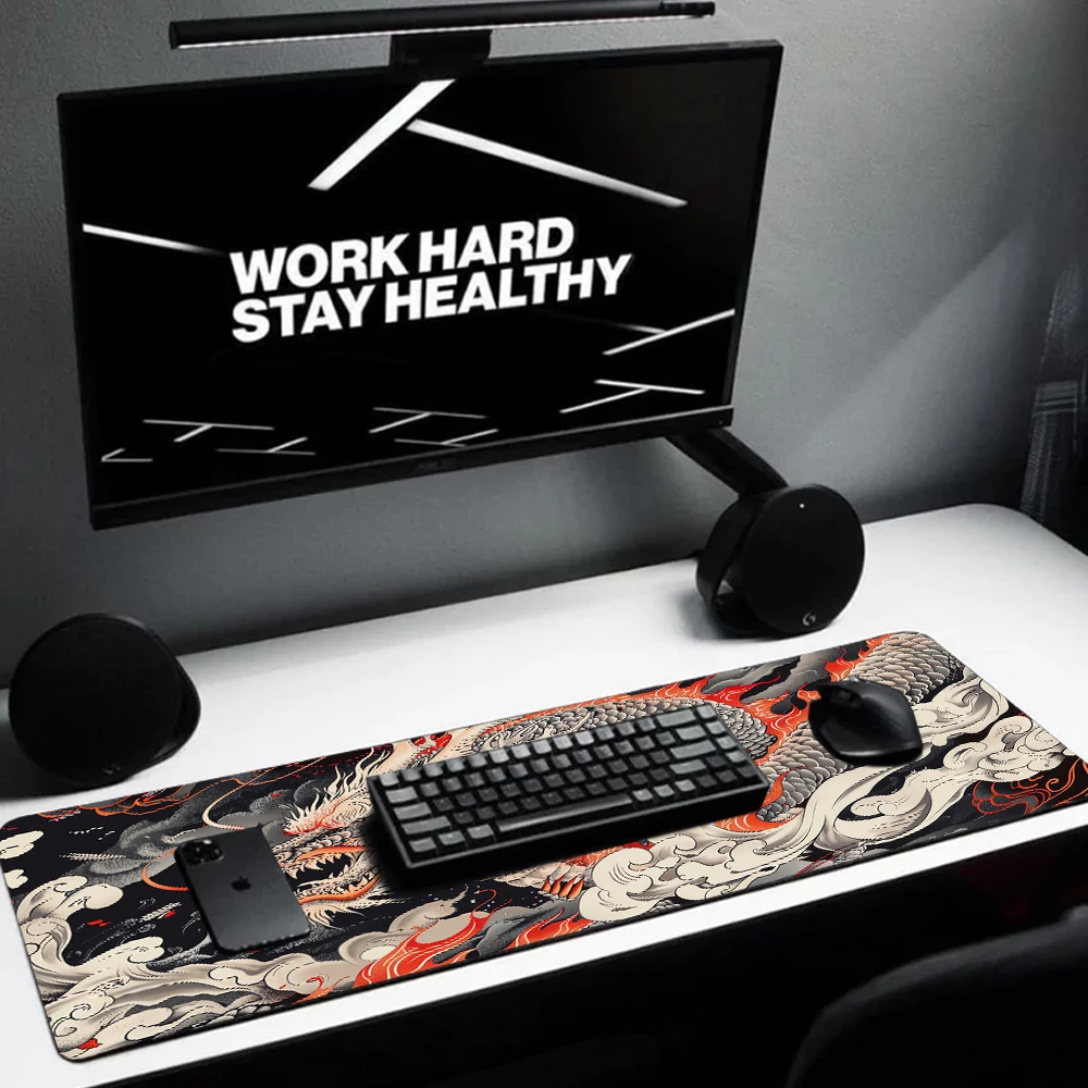 Mouse Pad Dragon Setup Gaming Accessories Non-slip 1000x500mm Mause Pad Speed Extra Large Desktop Desk Mat  Anime Playmat Japan