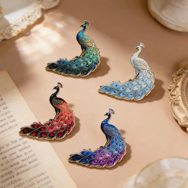1 Pcs Peacock Enamel Pin Vintage Style Anti-Rust Alloy Brooch for Jackets Backpacks Lapels Hats Daily Wear Decor