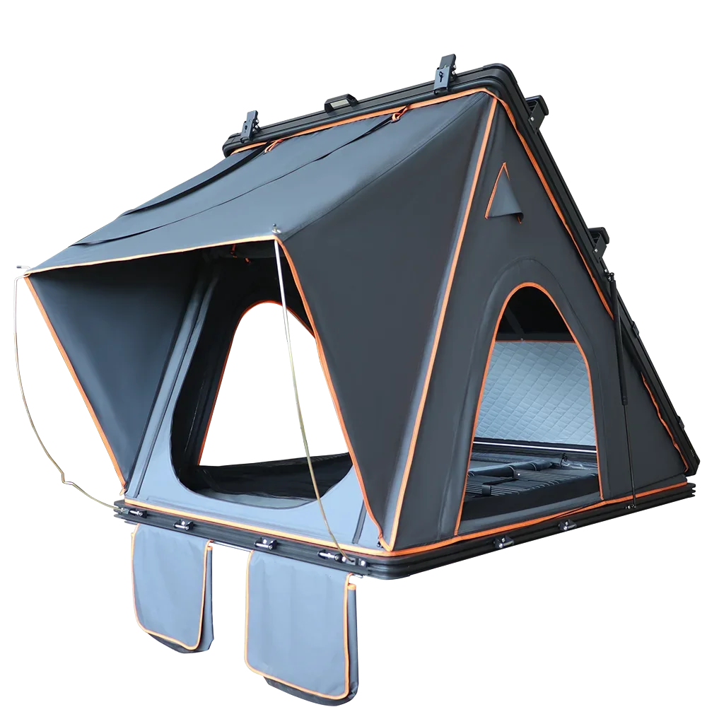 

triangular aluminum alloy hard shell roof tent quick-open camping tent self-driving rainproof roof tops tents
