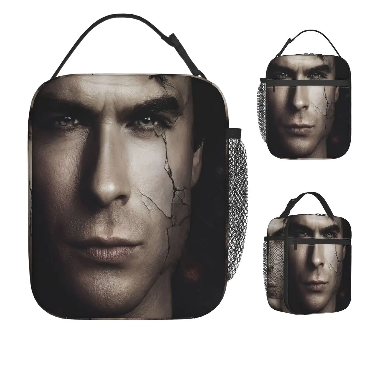 

Дневники вампира Damon Salvatore Сумка для обеда Эстетическая коробка для обеда Пляжная портативная сумка-тоут на молнии Сумка-холодильник с принтом