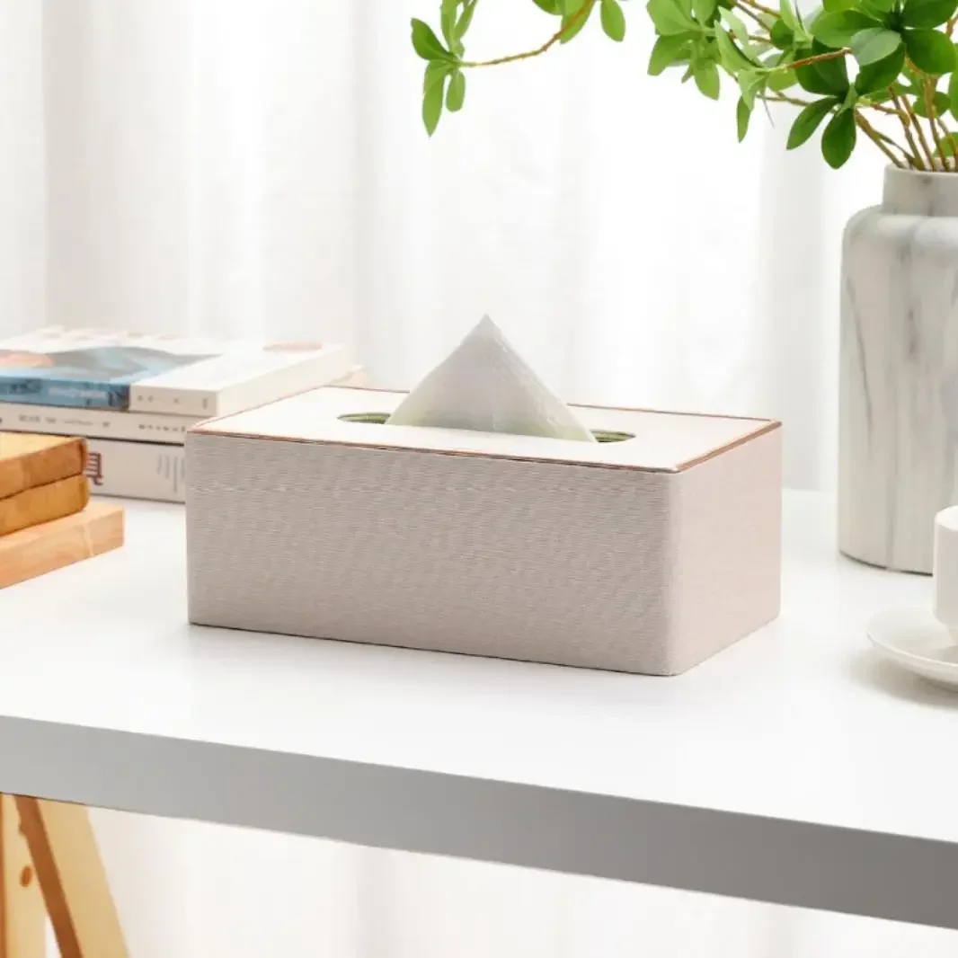 Light Luxury Paper Box Nordic Creative Leather Tissue Box Rose Gold Decoration Hotel Living Room Restaurant Home Paper Box