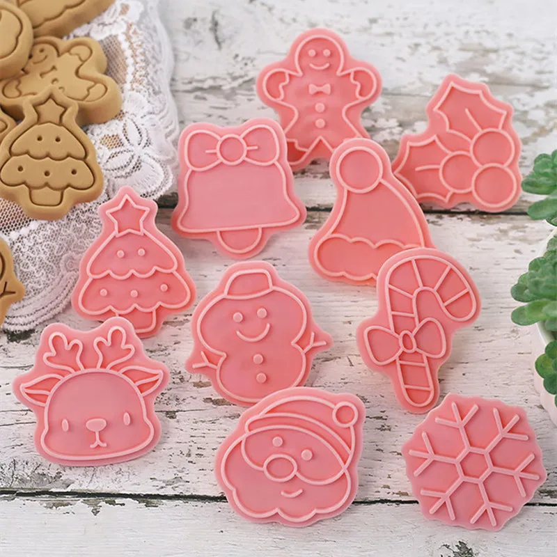 قالب بسكويت الكريسماس ، ندفة ثلج ، رجل ثلج ، شجرة ، شكل جرس ، قاطع بسكويت ، ختم ، فندان ، أدوات تزيين الكيك ، 10 ، طقم #3
