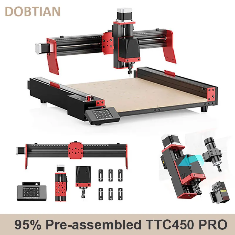 TTC450 Pro آلة التوجيه باستخدام الحاسب الآلي 4 محور لقطع النقش بالليزر وآلة التصنيع باستخدام الحاسب الآلي GRBL التحكم النجارة لتقوم بها بنفسك خلق