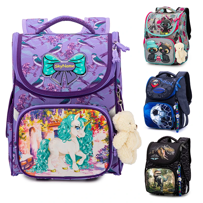 Girls Cartoon Backpack Orthopedic Children School Bag For Boys Primary School Reflective Knapsack Kids Satchels mochila Infant