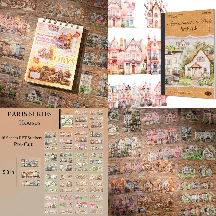 ملصقات المجلات سلسلة باريس سجل القصاصات ملصق المنازل غير المرغوب فيه مجلة لوازم قبل قطع الجمالية سكرابوكينغ للبالغين ديكور #1