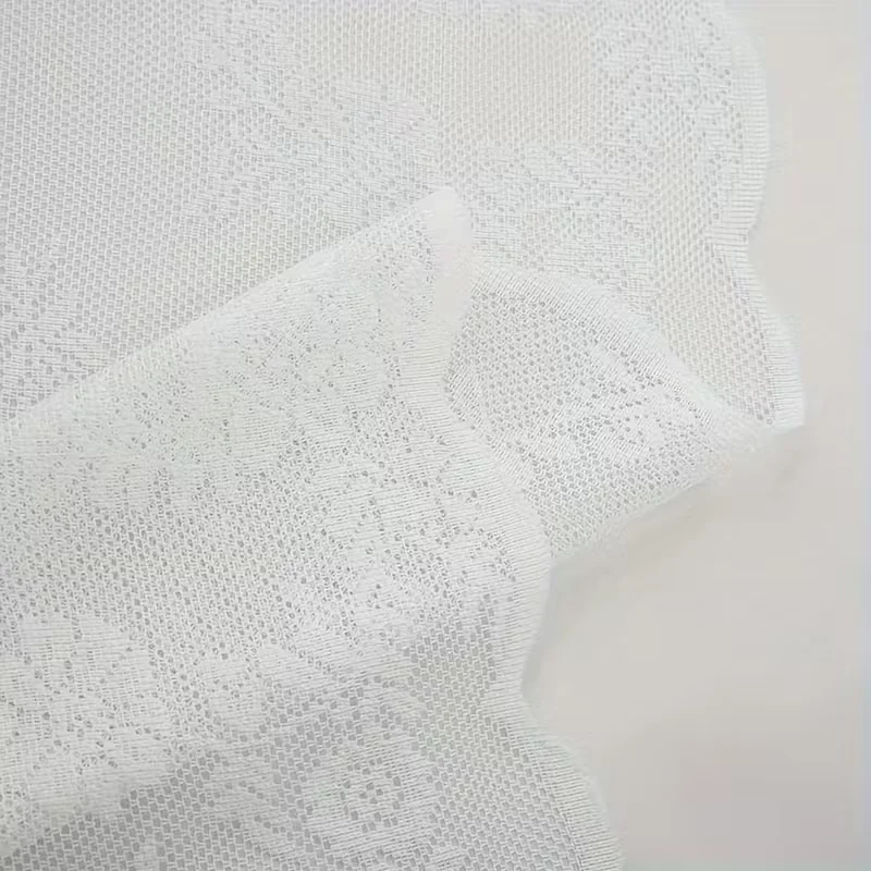 1pc Romantic Country-Style Floral Lace Sheer Curtain Semi-transparent design with rod pocket, machine washable 100% polyester, s