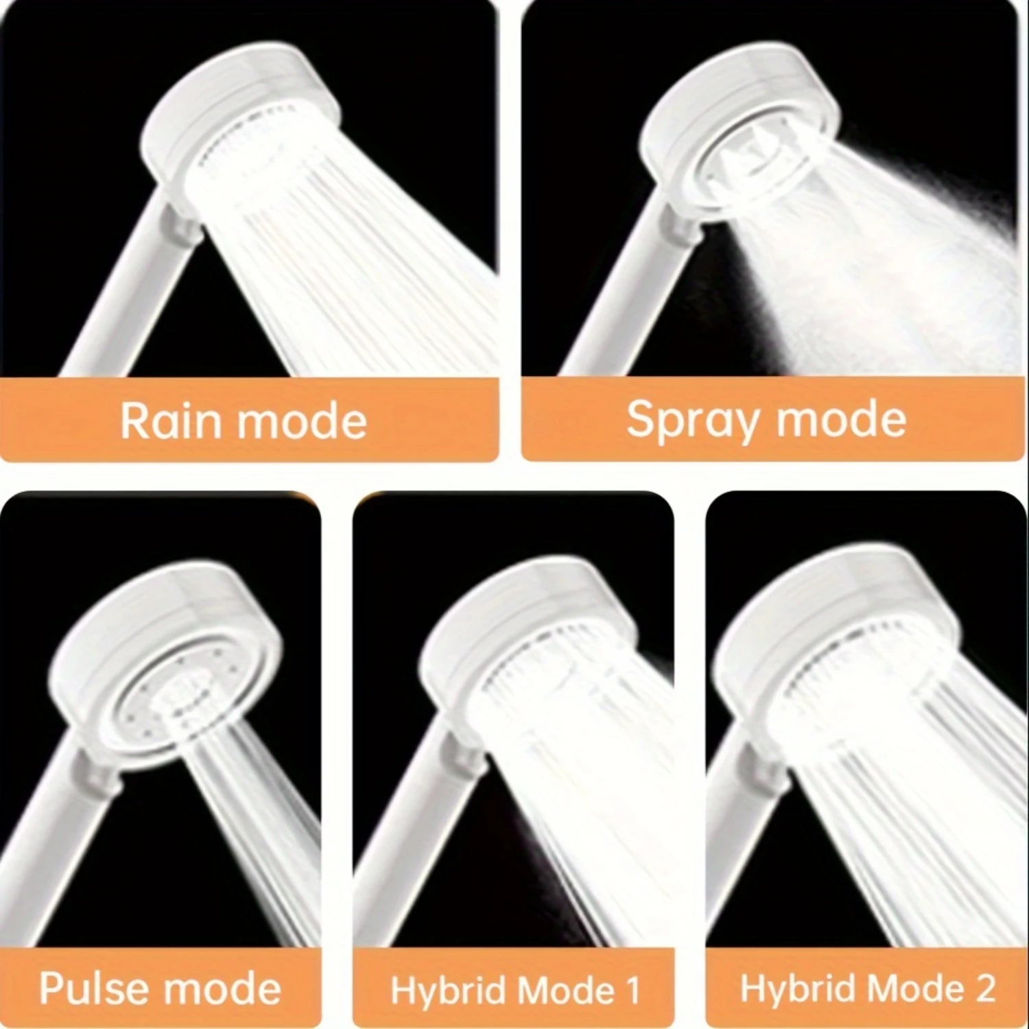 1pc High Pressure Shower Head, 5-Setting Handheld Shower Head, Contemporary Style, For  Bathroom Shower