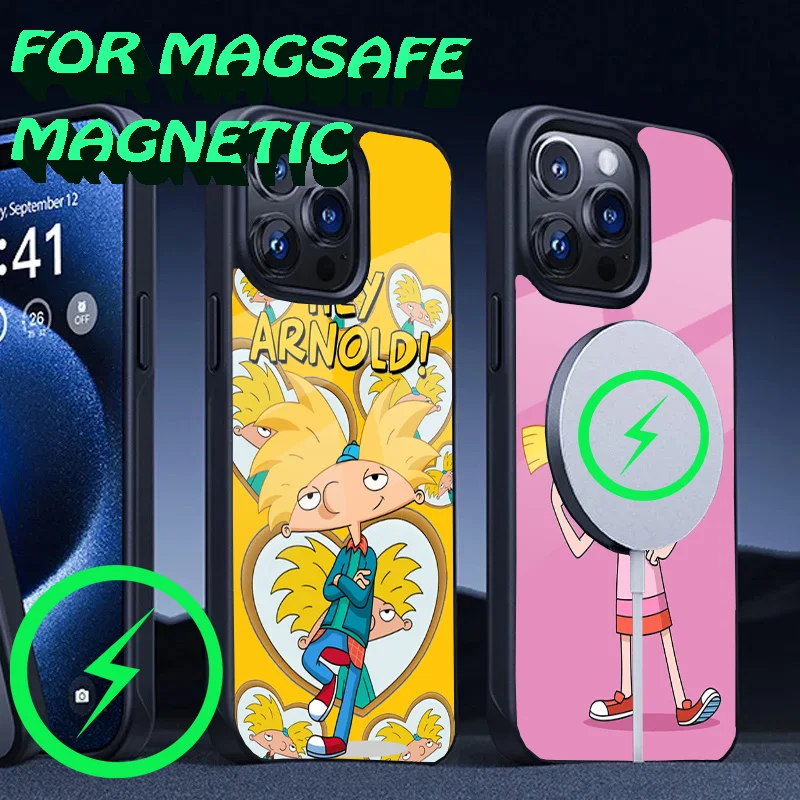 Cartoon Hey Arnold F-Fondos Phone Case For iPhone 16,15,14,13,12,11,Plus,Pro,Max Mini Magsafe Magnetic Wireless Charging