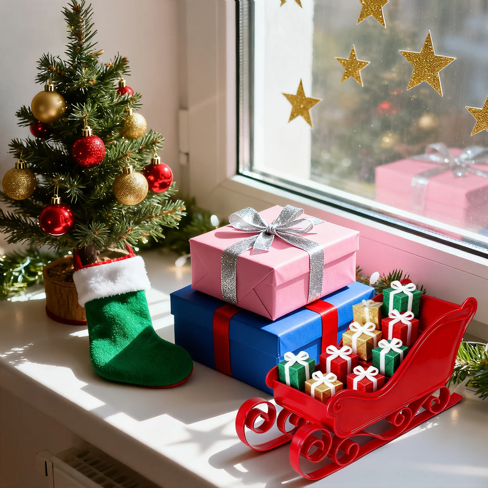 

Plastic Miniature Christmas Sleigh Ornament Simple Sleigh Charm Xmas Tree Hanging Holiday Party Decoration Christmas Decoration