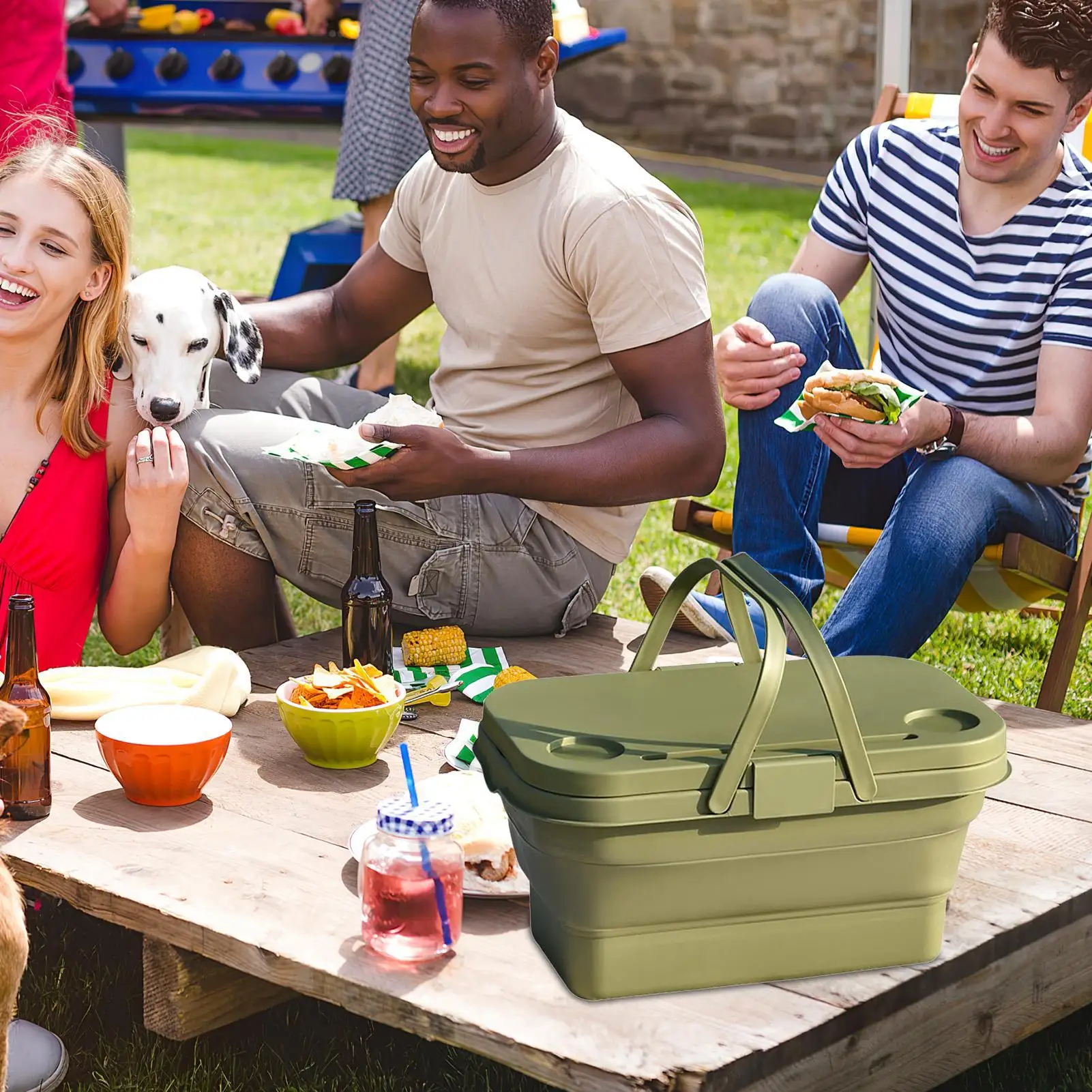 Foldable Picnic Basket Foldable Large Grocery Basket With Handle Home Organization For Camping Fruit Vegetable Food Gathering