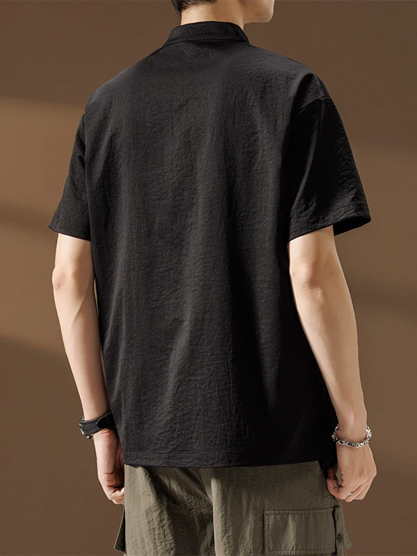 メンズ オルト スヴェ T-irt ルーズフィット クイドライ スポーツ スモール スタンドカラー サマー ファッション アーバン スタイル ポリエステル繊維 プラスサイズ