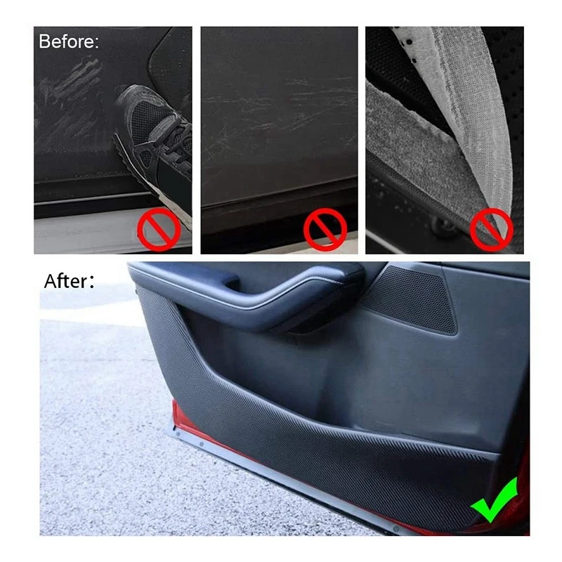 2X Car Carbon Fiber Door Anti-Kick Pad Side Edge Protection Mat Cover For Mazda CX-30 2019 2020