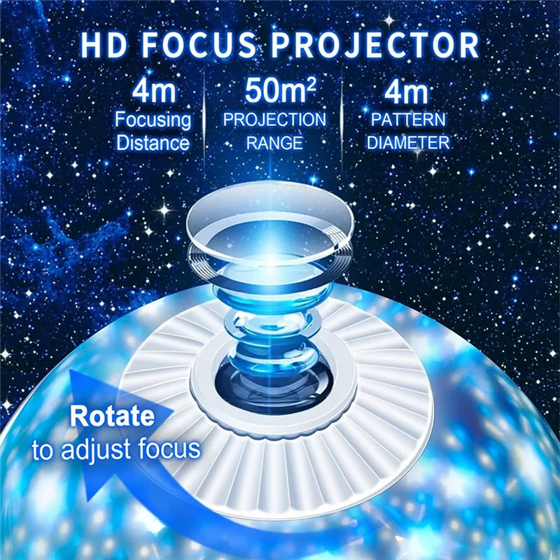 M11K-Starry Night Light Projector For Kids Galaxy LED Planetarium Projection Lamp 360° Rotating Birthday Co-Ordination Gift