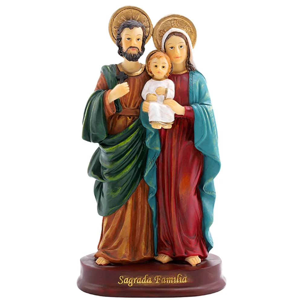 

Jesus Nativity Resin Statue Desktop Sculpture Religious Christmas Ornament Home Decoration