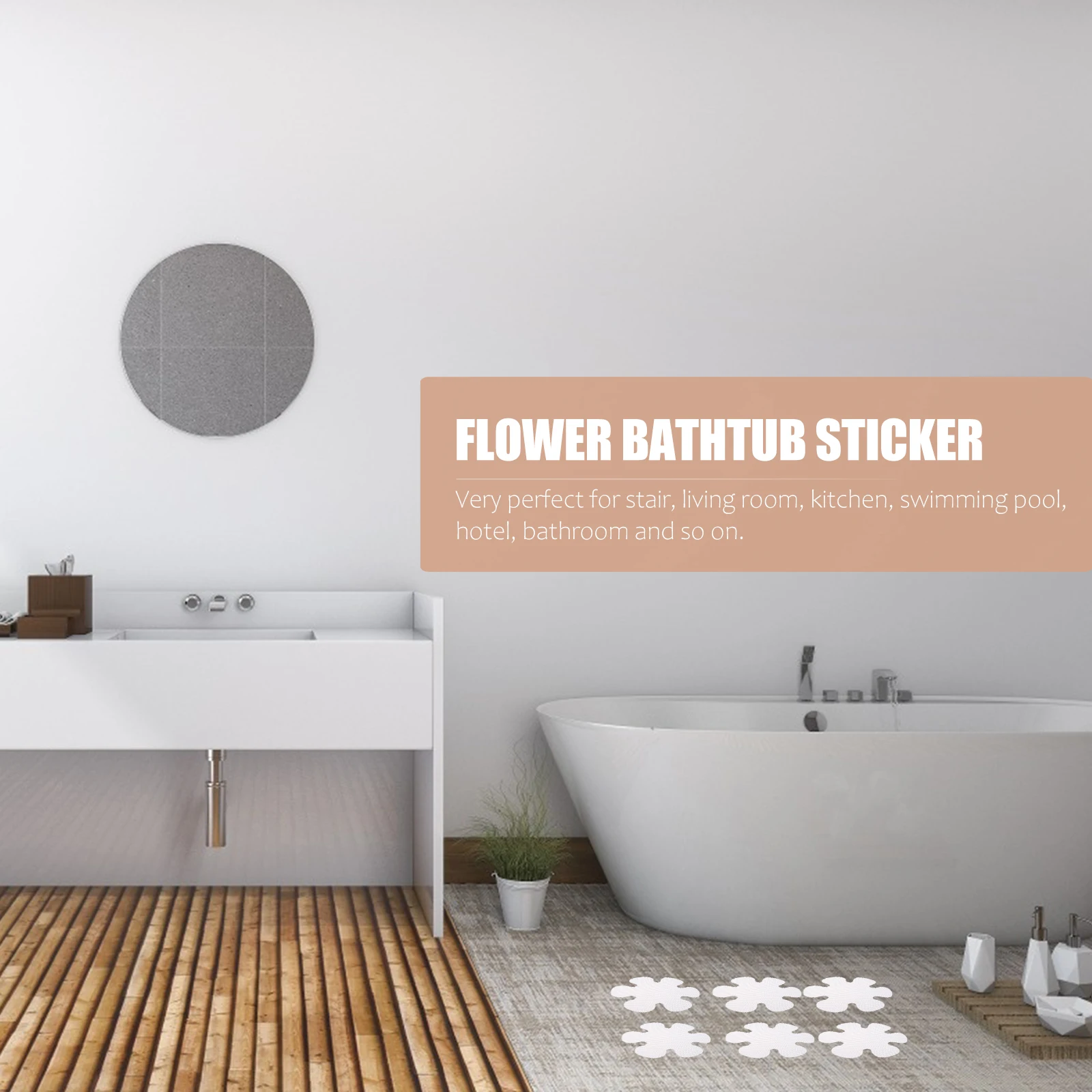 

20Pcs Transparent Flower Shaped Anti Skid Stickers Non Slip Bath Shower Decals for Bathroom and Pool
