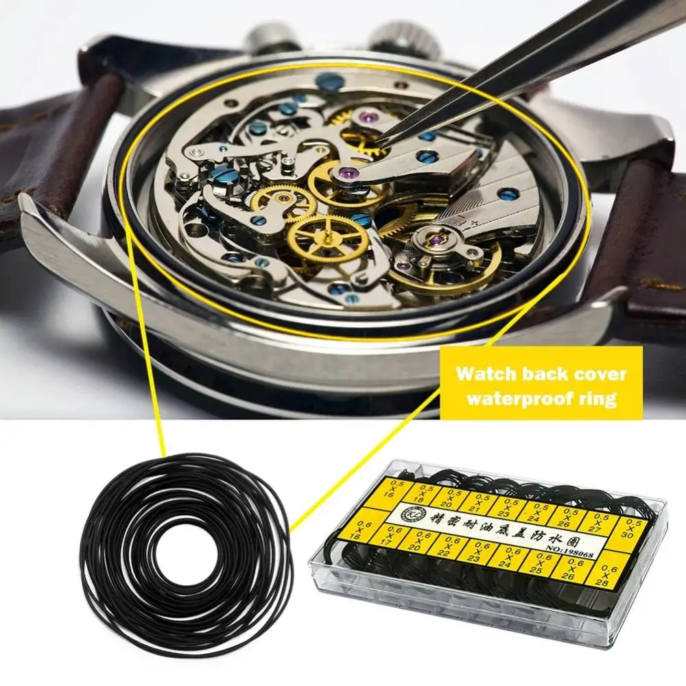 200Pcs/Set Repair Tools Rubber O-Ring Waterproof Boxed Watch Back Case Rubber for Watchmaker Thickness 0.5mm/0.6mm O-Ring Gasket