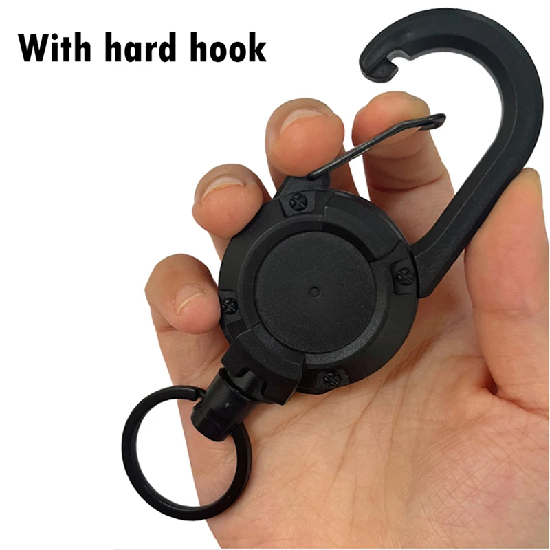 Heavy Duty Retractable Keychain Badge Reel Clips With Steel Wire AntiTheft Easy-To-Pull Buckle Rope Elastic Keychain For Camping