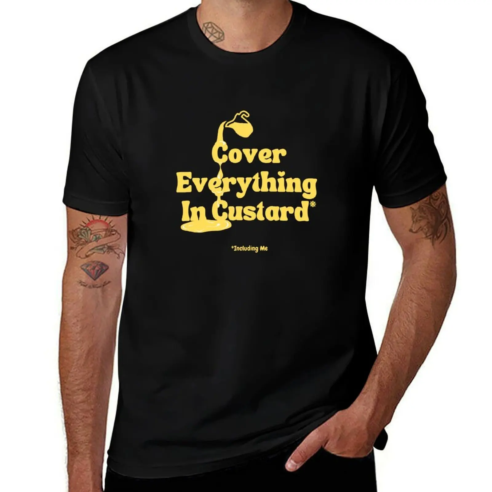 Cover Everything In Custard* Including Me T-Shirt Basic Casual Short Sleeve Cotton Shirt T-Shirt