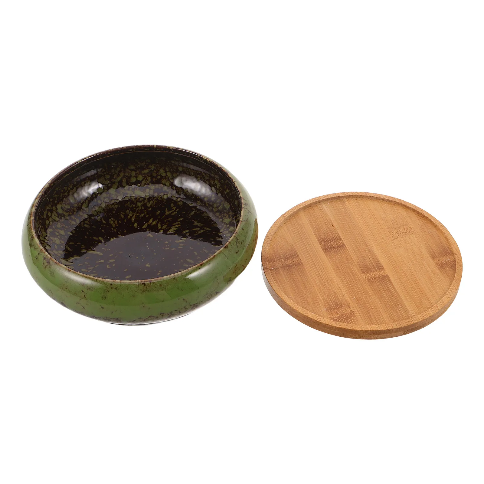 Glazed Ceramic Bonsai Pot Shallow Round Succulent Planter Drainage Tray Indoor Cactus Pot Flower Plant Bowl Modern Home Decor