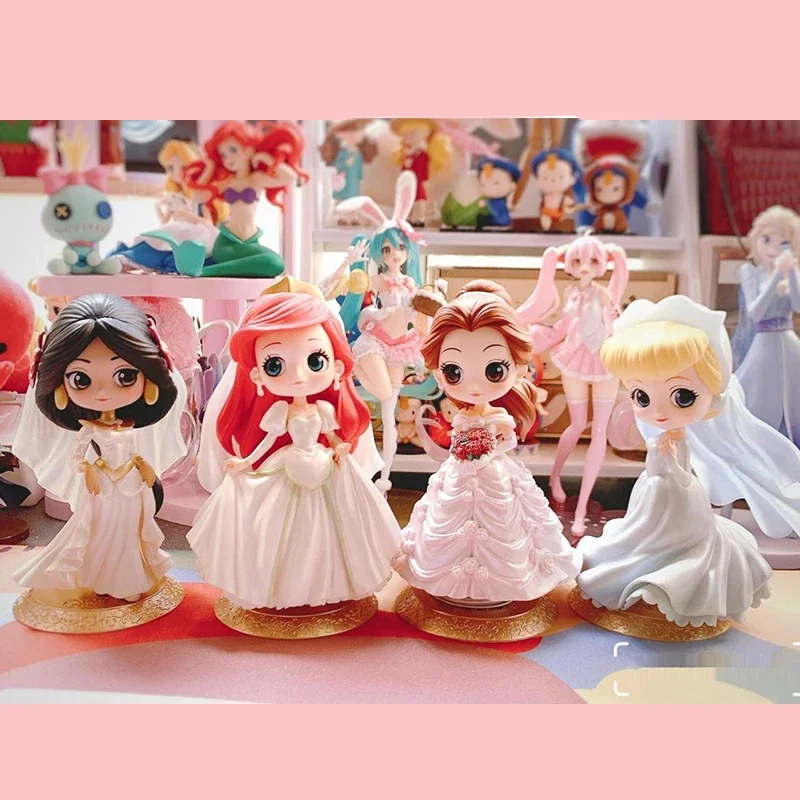 Disney Princess Snow White Cinderella Ariel Belle Jasmine Doll Wedding Dress Design Collection Pvc Doll Gift