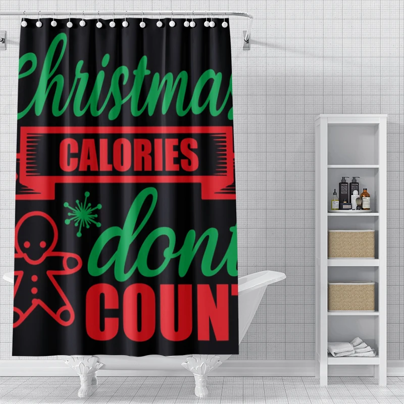 Impermeável Modern Nordic Style Curtain, Decoração para casa, Cortinas de chuveiro para banheiro, Sala Tecido, Feliz Natal, Inverno