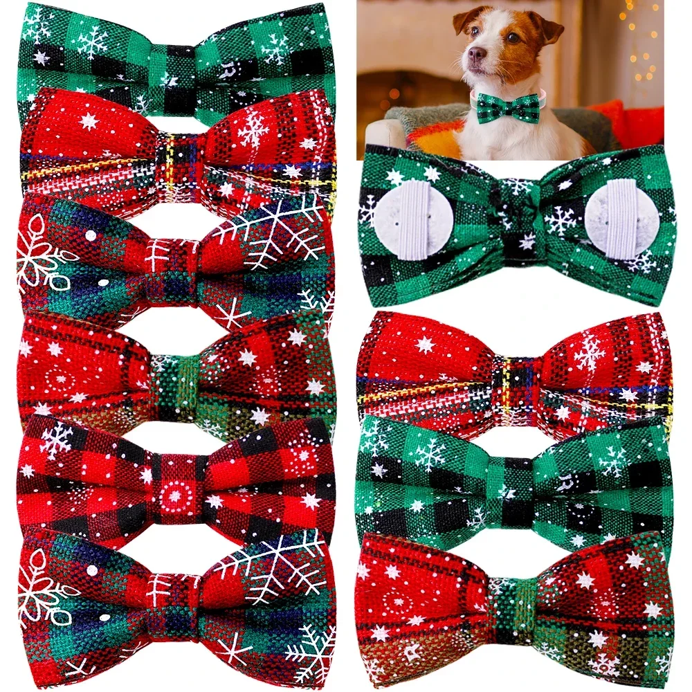 50PCS Wholesale Christmas Decorate Dog Bowties Dog Cat Collalrs Christmas Grooming Pet Neckties Bandana Small Large Dog Supplies