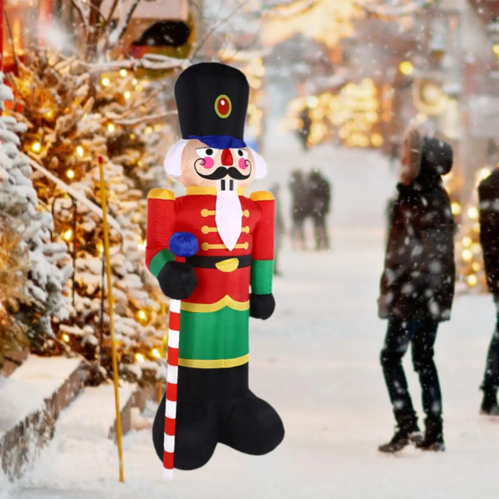 Christmas Inflatable Nutcracker Outside Birthday Gift Prop Decoration Lighted Yard Ornament for Party Holiday Garden Porch Patio