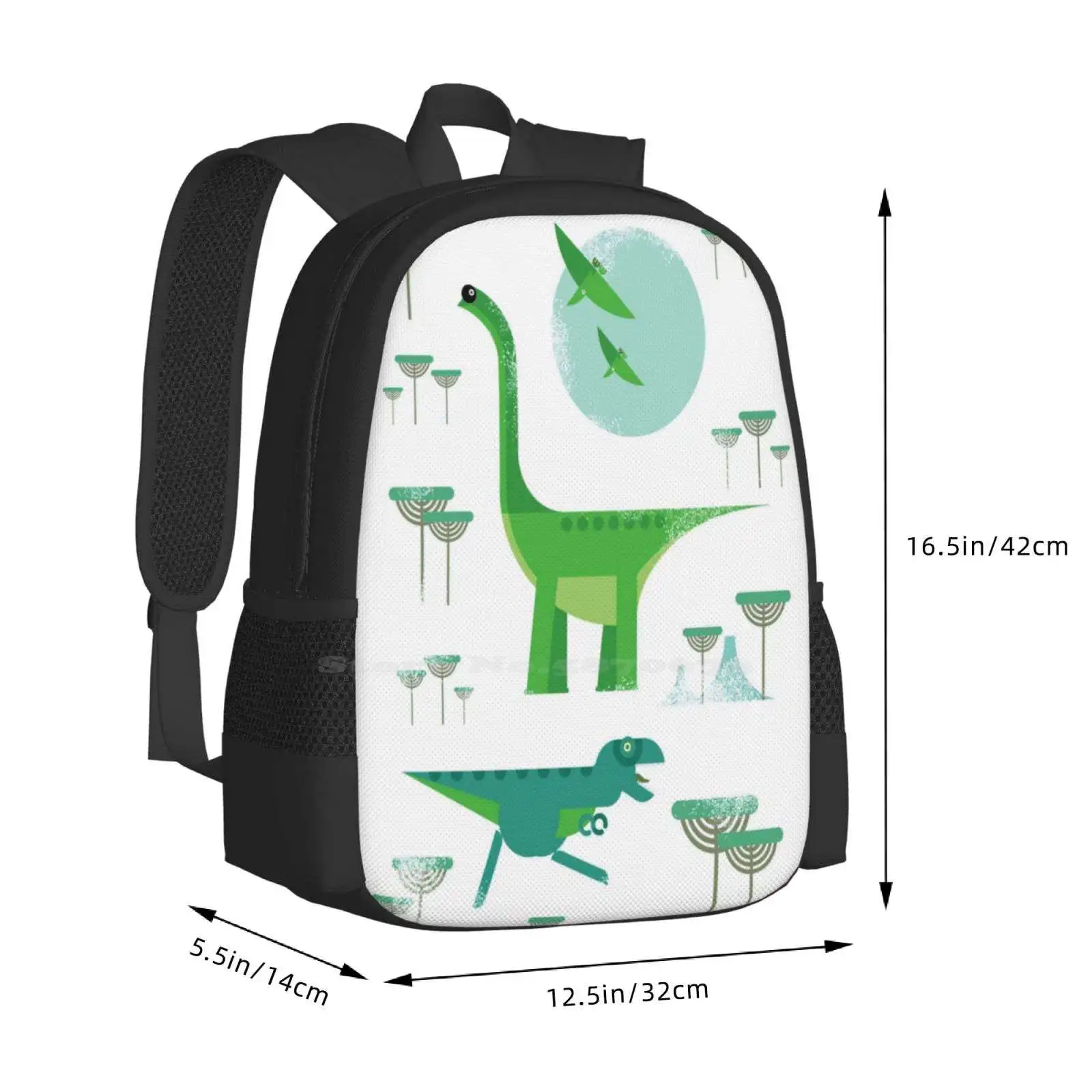 Dinos Hot Sale Backpack Fashion Bags Dinosaur T Rex Brachiosaur Tyrannosaur Cretaceous Pre Historic Volcano Sun Pteranodon