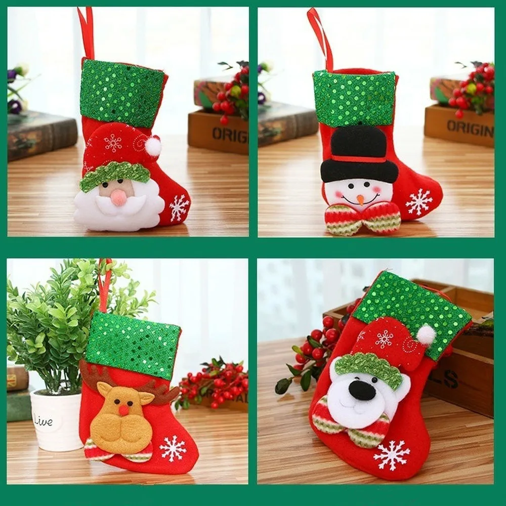 Merry Christmas Santa Claus Snowman Elk Socks Decorations For Home Xmas Ornaments Hanging Pendants Navidad Party Decor