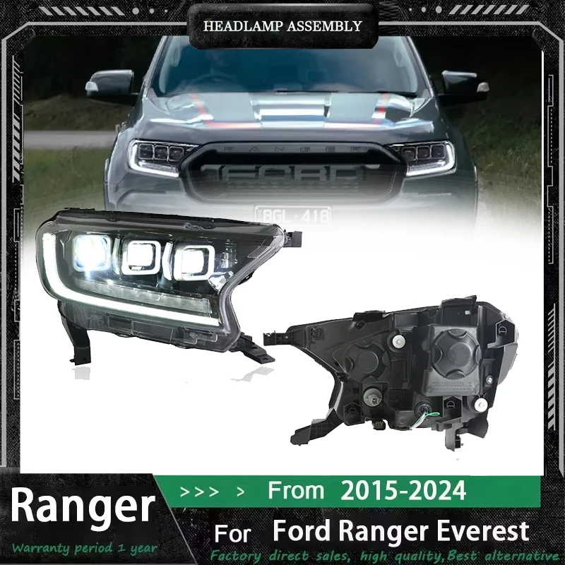 

Автомобильная фара для Ford Everest 2015-2022, обновление Ranger, модифицированная для нового DRL, динамический указатель поворота, светодиодная фара, автоаксессуары