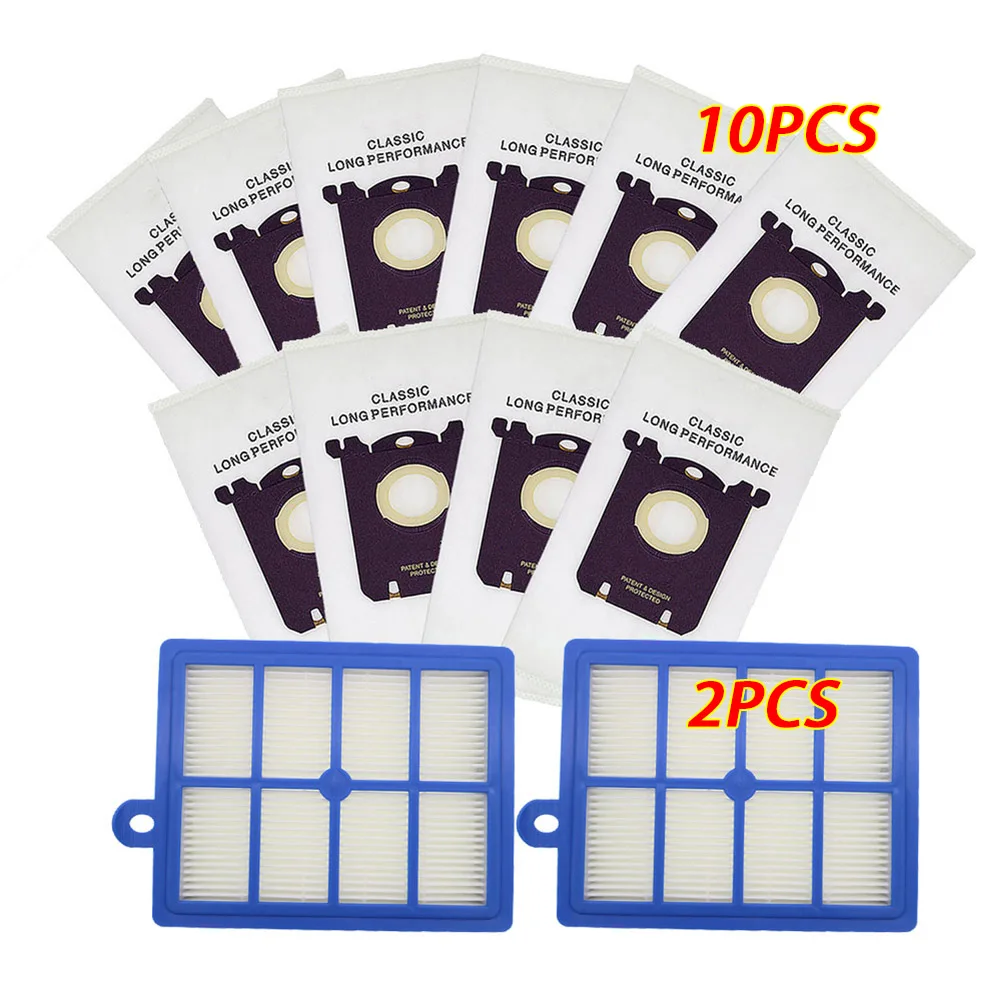 10PCS Vacuum Cleaner Dust Bags for s-bag and 2PCS H12 Hepa filter for Philips Electrolux Cleaner